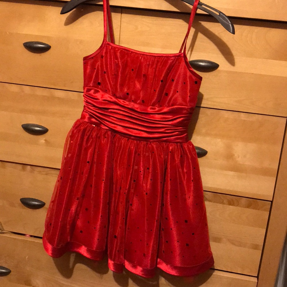 Like new worn once red Sequence and lace  dress.